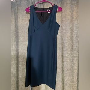 J Crew super 120s wool deep blue/teal business v neck dress size 0